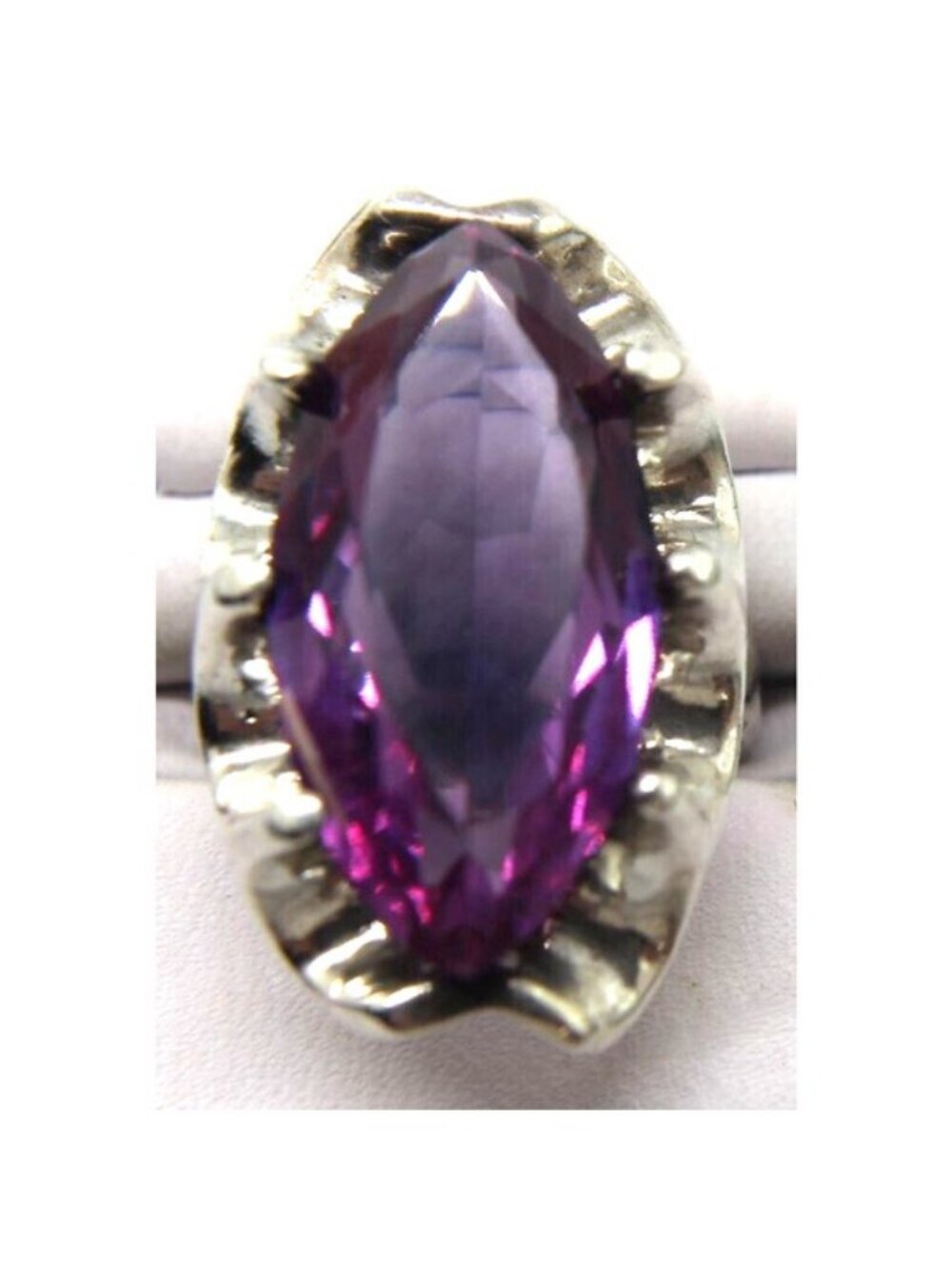 Vintage Purple Marquis Sapphire Mexico Silver Ring •Color Change •6.25 •Sizable